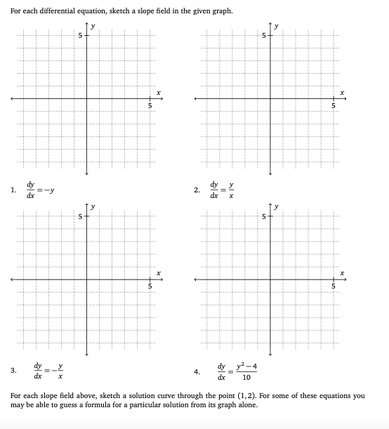 Solved For Each Differential Equation, Sketch A Slope Field 