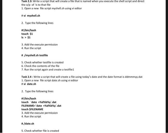 Solved Task 2.3: Write a script that will create a file that | Chegg.com