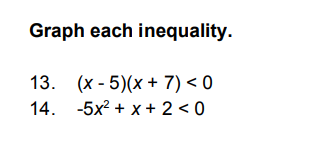 Solved Graph each inequality. 13. (x−5)(x+7)