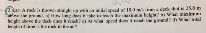 Solved A rock is thrown straight up with an initial speed of | Chegg.com