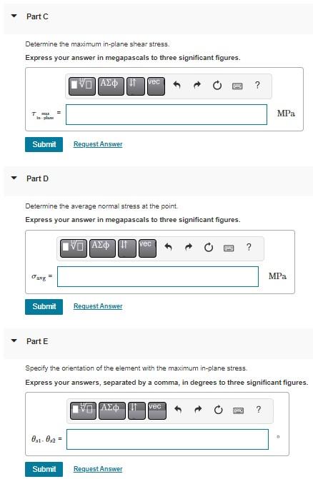 Solved The state of stress at a point is shown on the | Chegg.com