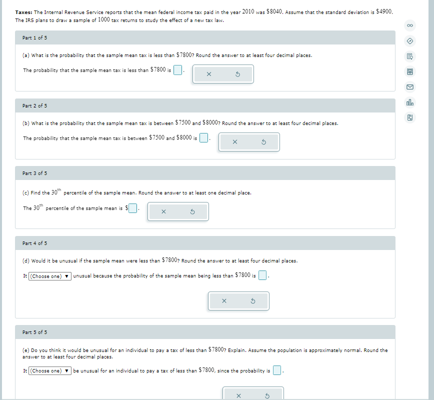 S Irs Math Problems Solved Taxes: The Internal Revenue Service reports that the | Chegg.com