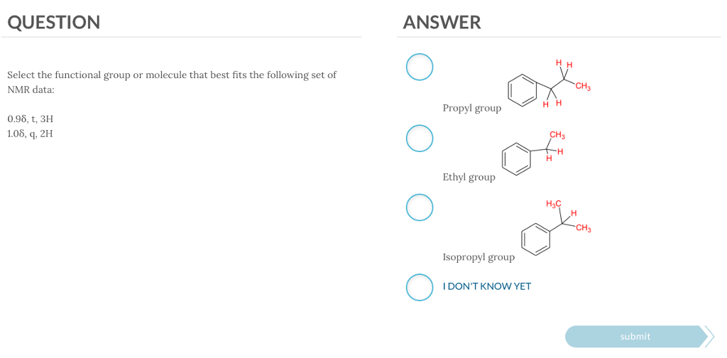 Solved QUESTION ANSWER Select the functional group or | Chegg.com
