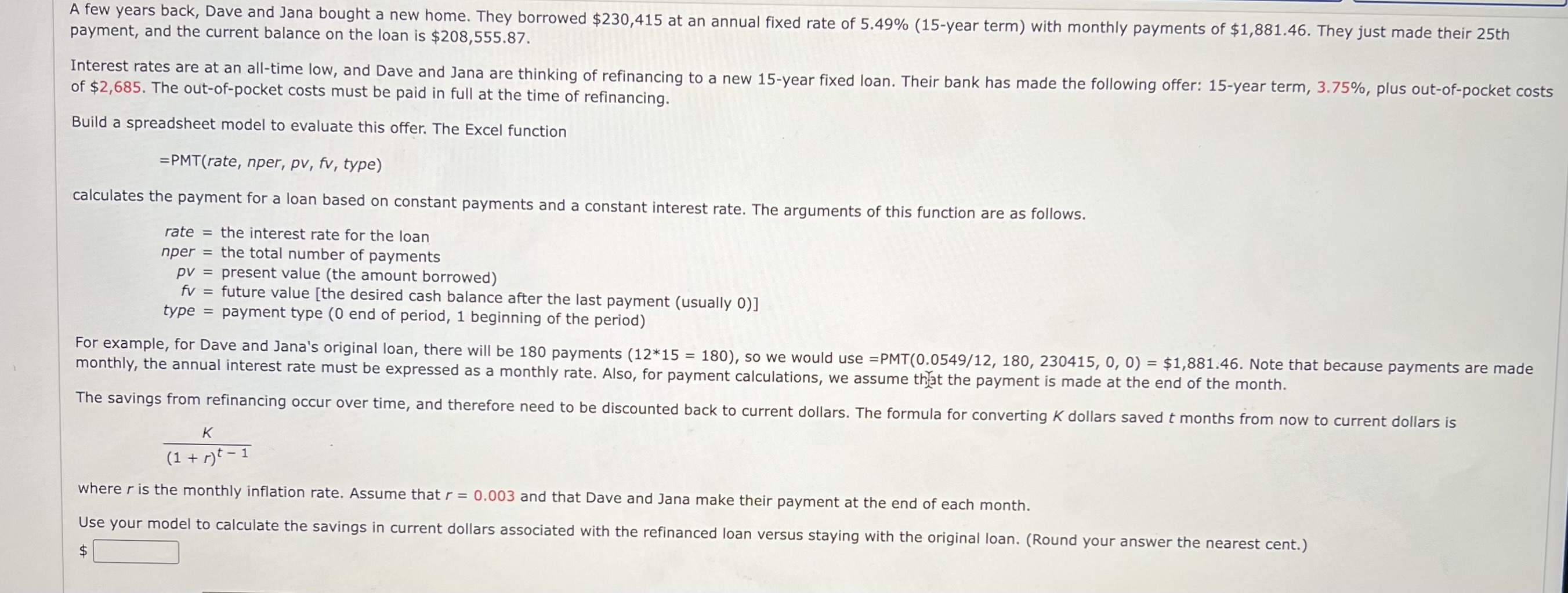 Solved payment, and the current balance on the loan is | Chegg.com