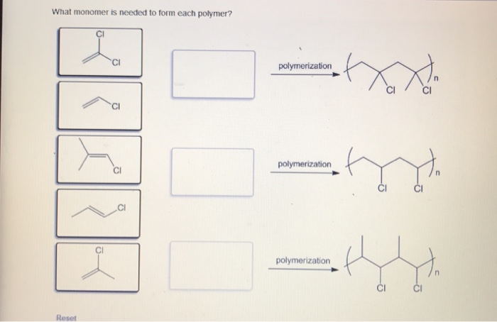 Solved: What Monomer Is Needed To Form Each Polymer? | Chegg.com