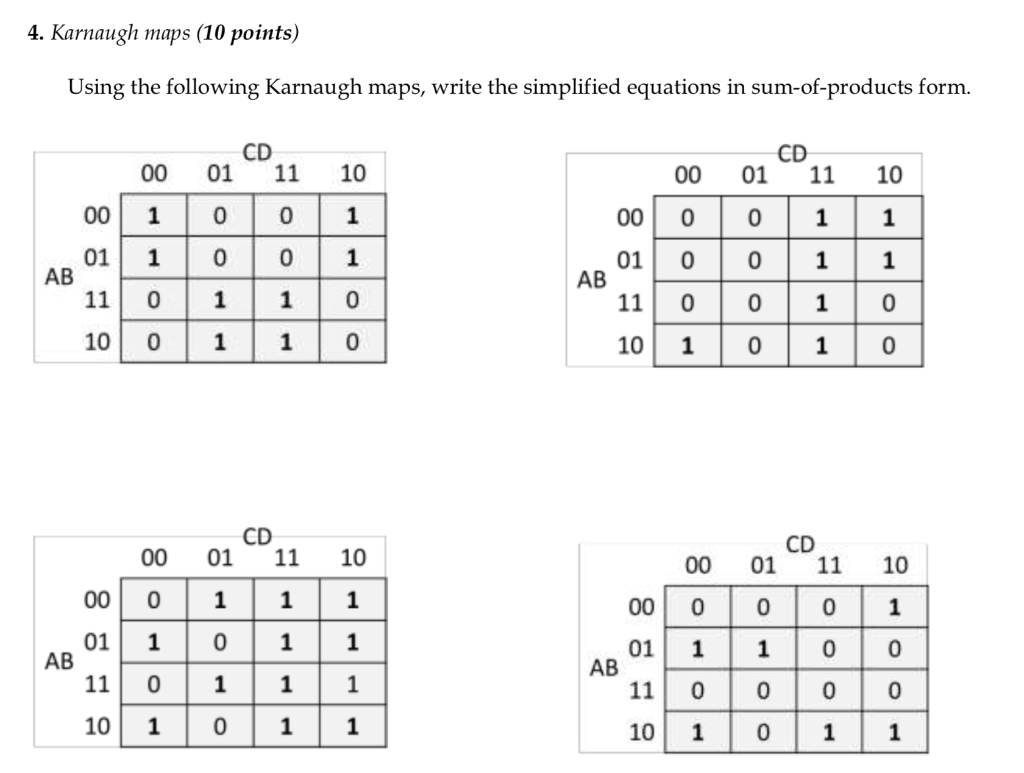 Solved 4 Karnaugh Maps 10 Points Using The Following Chegg Com   PhpLI47rf 