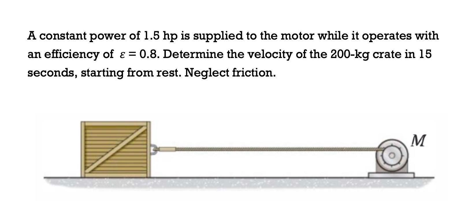 Solved A constant power of 1.5 hp is supplied to the motor