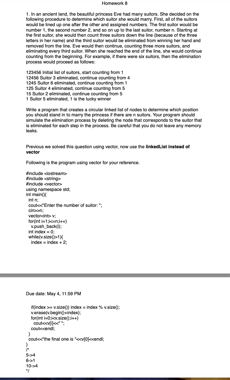 Solved Homework 8 1. In an ancient land, the beautiful | Chegg.com
