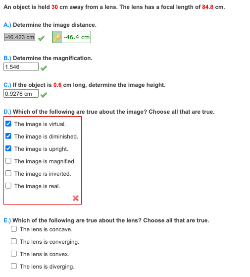 Solved A.) Determine The Image Distance. B.) Determine The | Chegg.com