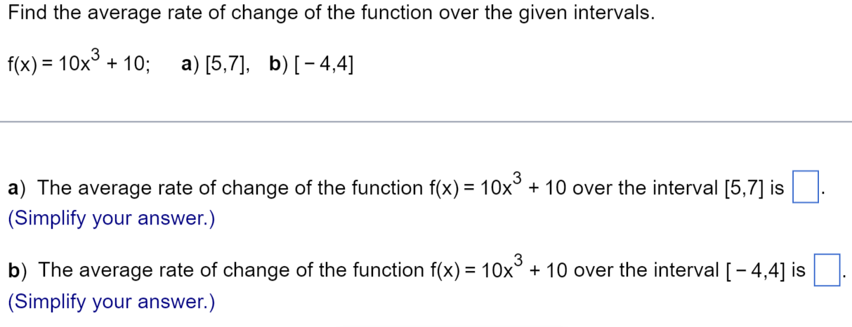 how to find the average rate of change using intervals