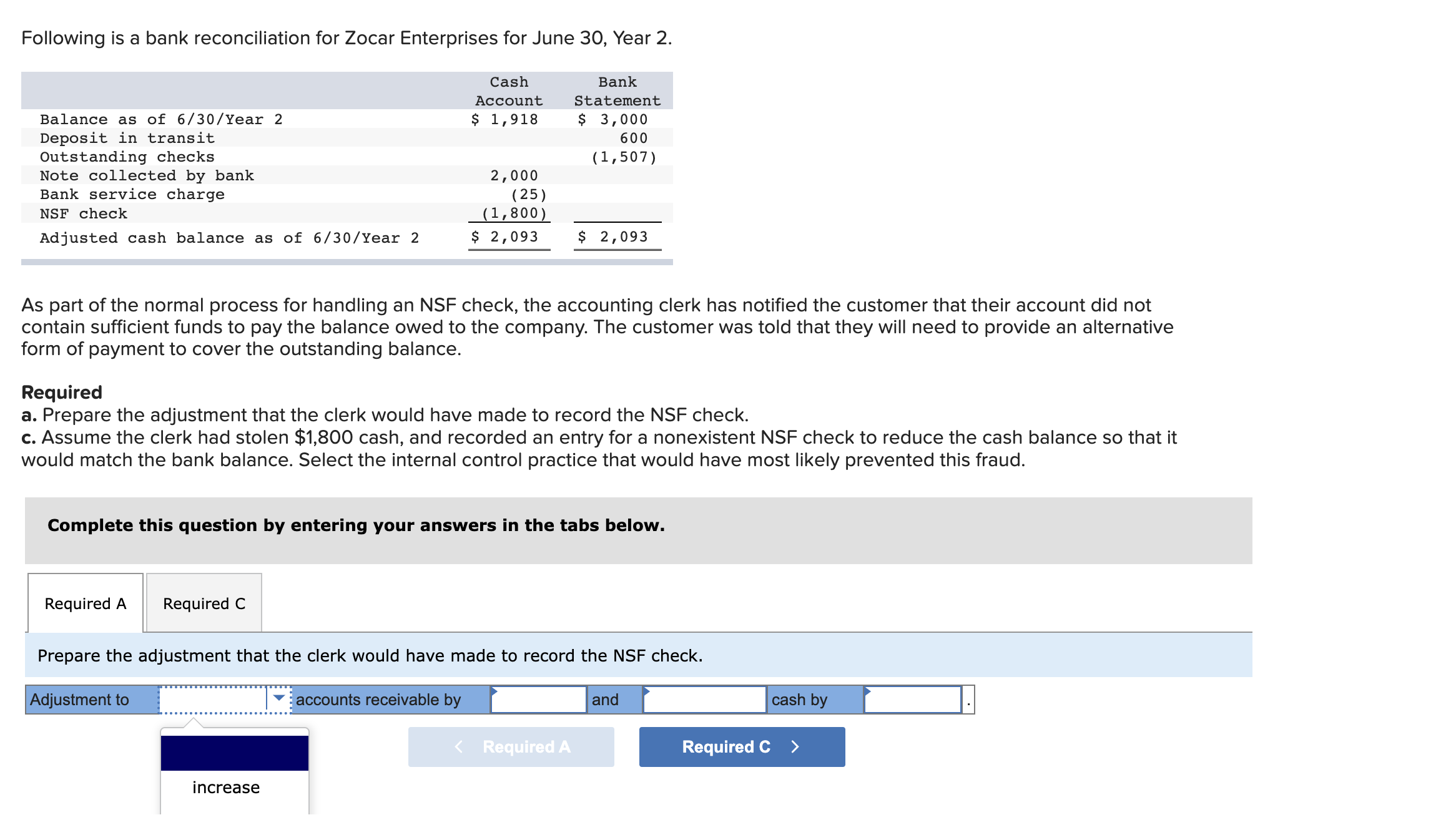 solved-following-is-a-bank-reconciliation-for-zocar-chegg