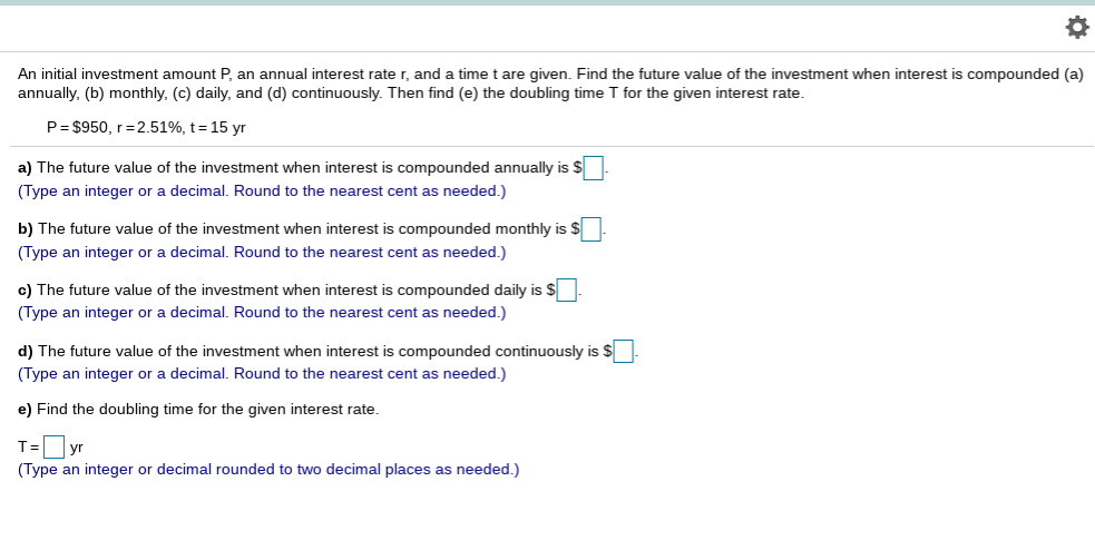 Solved An Initial Investment Amount P An Annual Interest Chegg Com