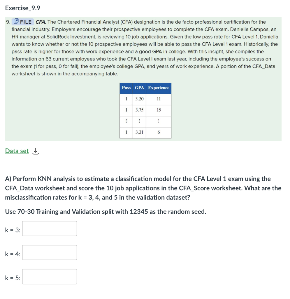 Solved Exercise_9.9 9. © FILE CFA. The Chartered Financial | Chegg.com