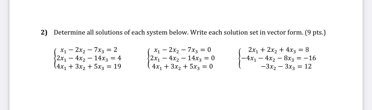 Solved Determine all solutions of each system below. Write | Chegg.com