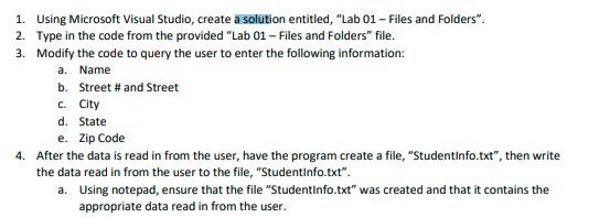 1. Using Microsoft Visual Studio, create a solution | Chegg.com