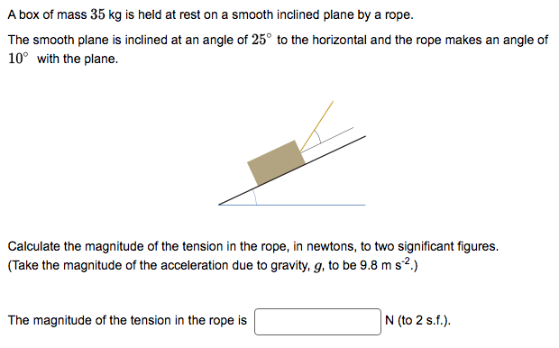 Solved A box of mass 35 kg is held at rest on a smooth | Chegg.com