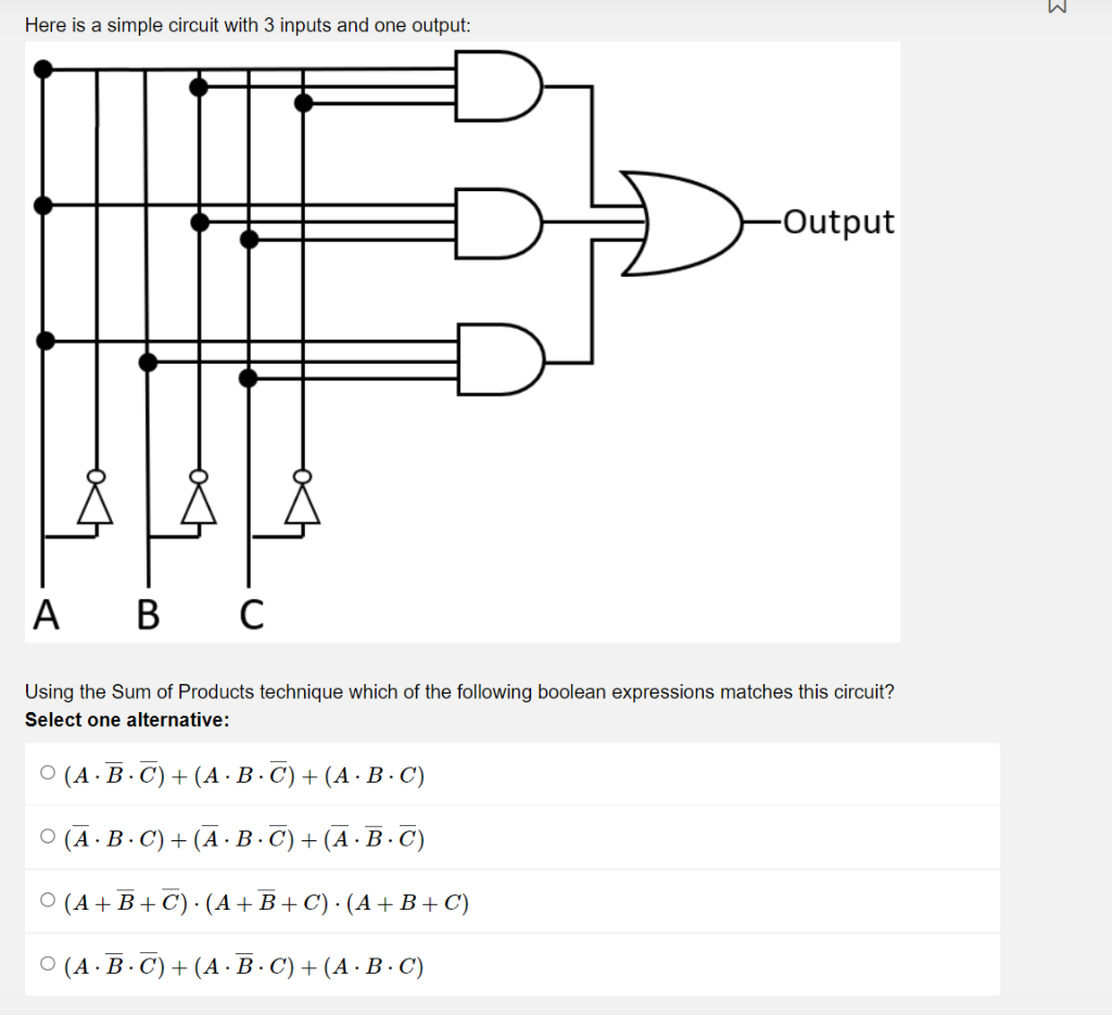 Solved Here is a simple circuit with 3 inputs and one | Chegg.com