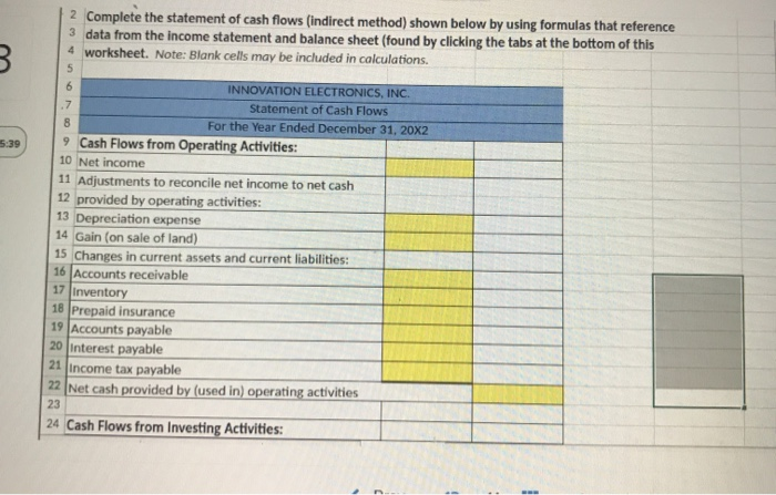 cash flow statement indirect method solved examples
