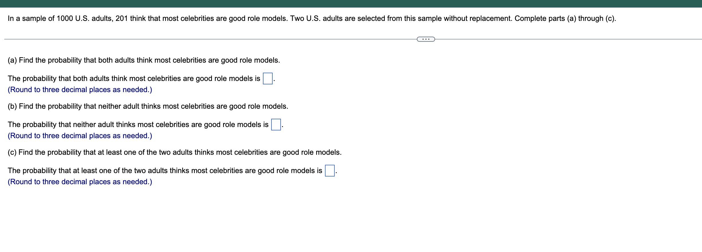 Solved (a) Find The Probability That Both Adults Think Most | Chegg.com