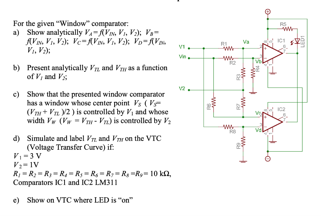 Solved R5 For The Given Window Comparator A Show Anal Chegg Com