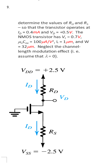 Solved determine the values of RD and RS - so that the | Chegg.com