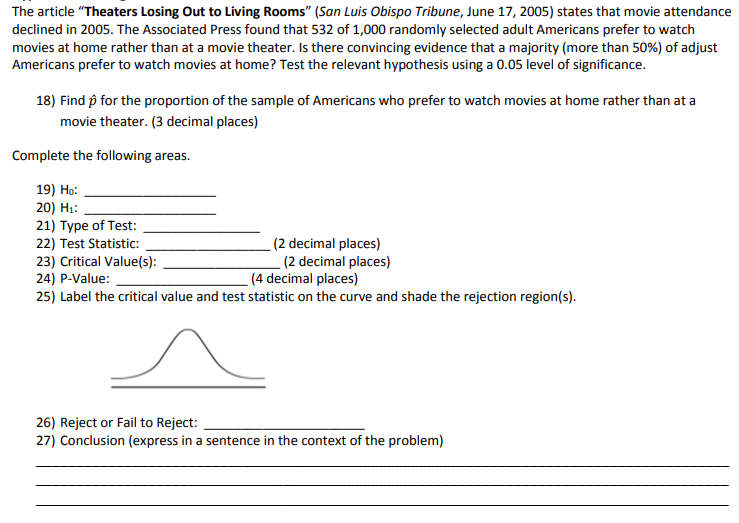 Solved The article "Theaters Losing Out to Living Rooms” | Chegg.com