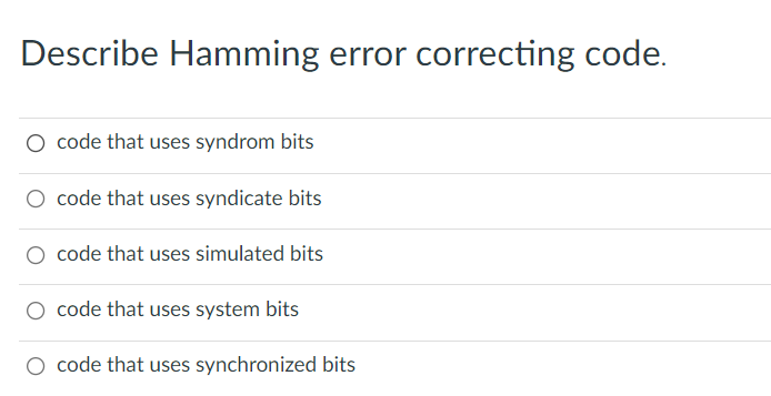 Solved Describe Hamming error correcting code. O code that | Chegg.com