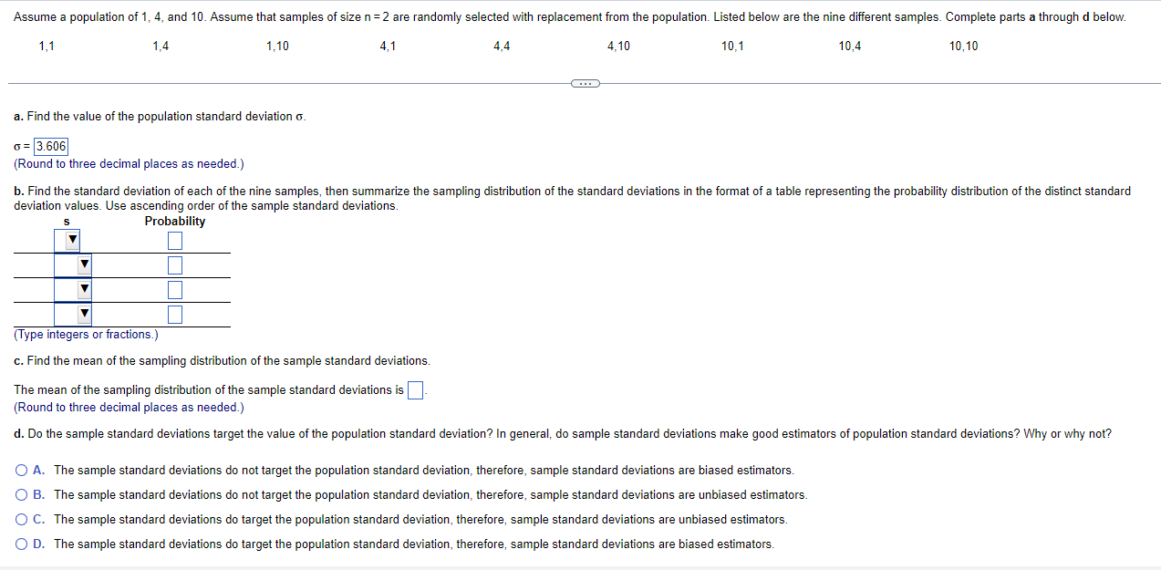 Solved 1,1 1,4 1,10 4,1 4,4 4,10 10,1 10,4 10,10 A. Find The | Chegg.com