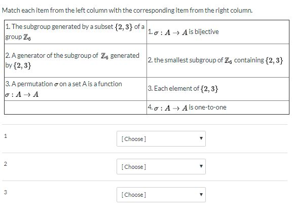 Solved Match each item from the left column with the | Chegg.com