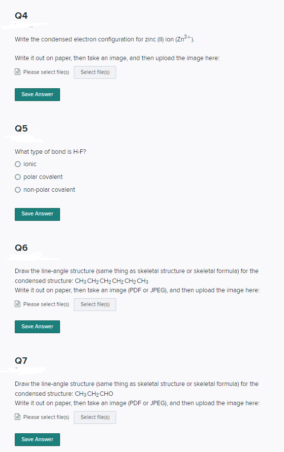 Solved Q4 Write the condensed electron configuration for | Chegg.com