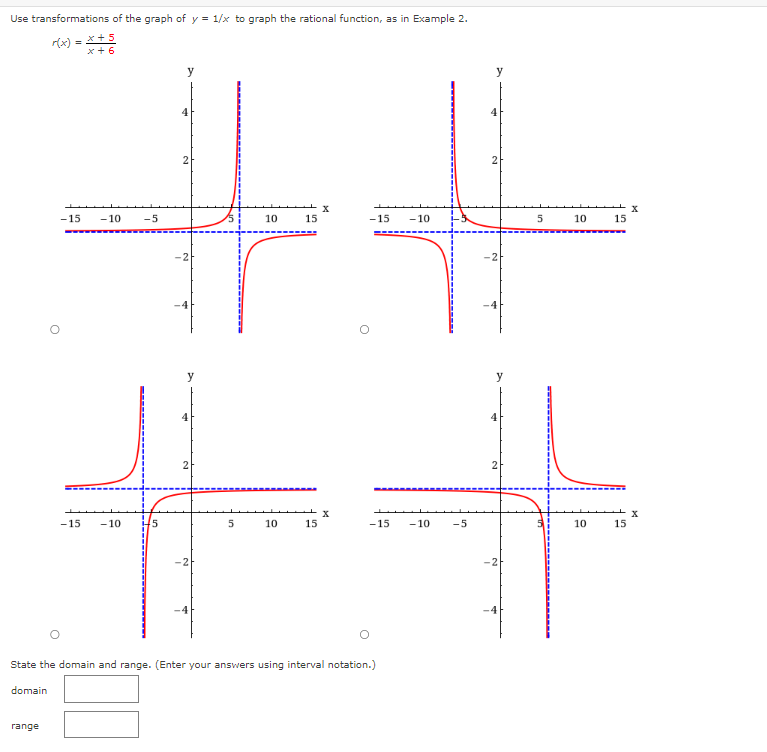 Solved Use transformations of the graph of y=1/x to graph | Chegg.com