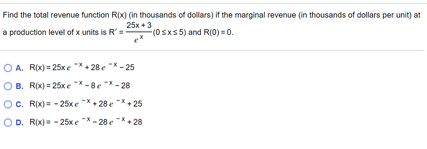 Solved Find the total revenue function R(x) (in thousands of | Chegg.com