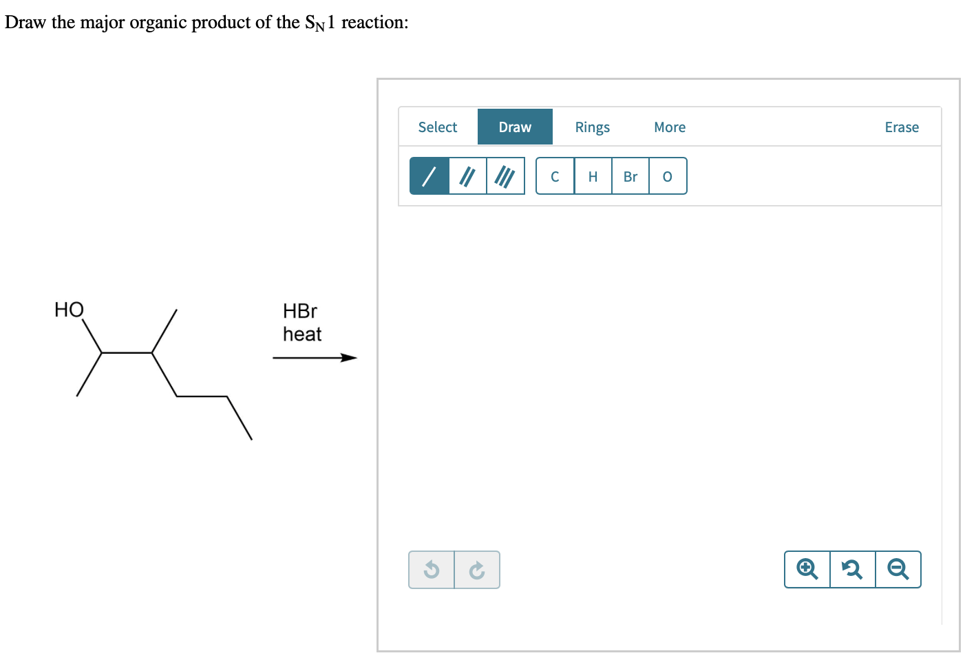 Solved Draw the major organic product of the SN1 reaction