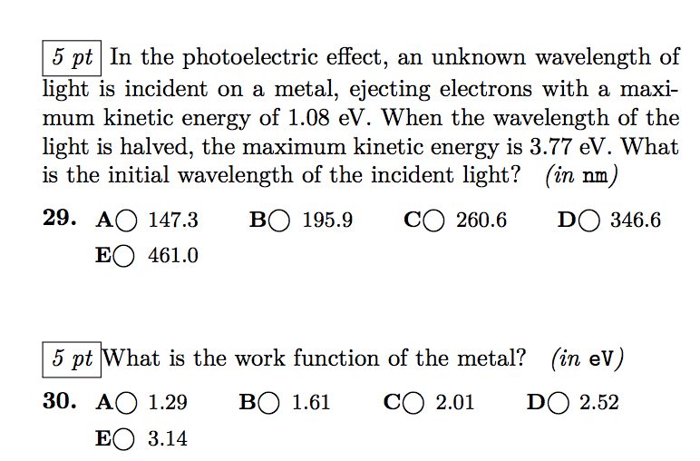 Solved 5 pt In the photoelectric effect, an unknown | Chegg.com