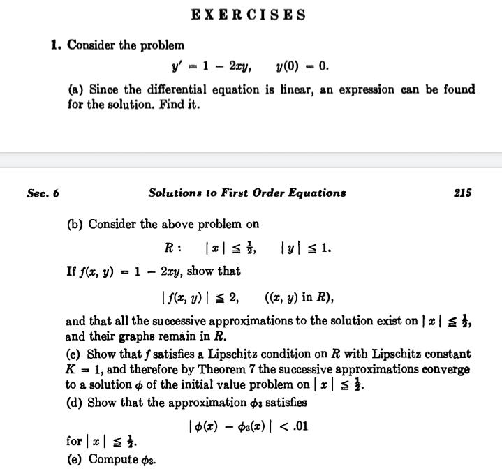 Solved Exercises 1 Consider The Problem Y 1 2xy Y 0