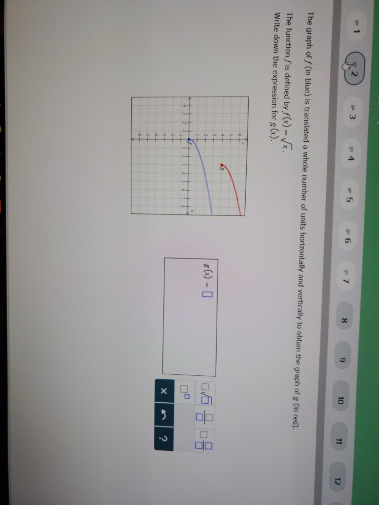 Solved 1 2 8 9 10 The graph of f(in blue) is translated a | Chegg.com