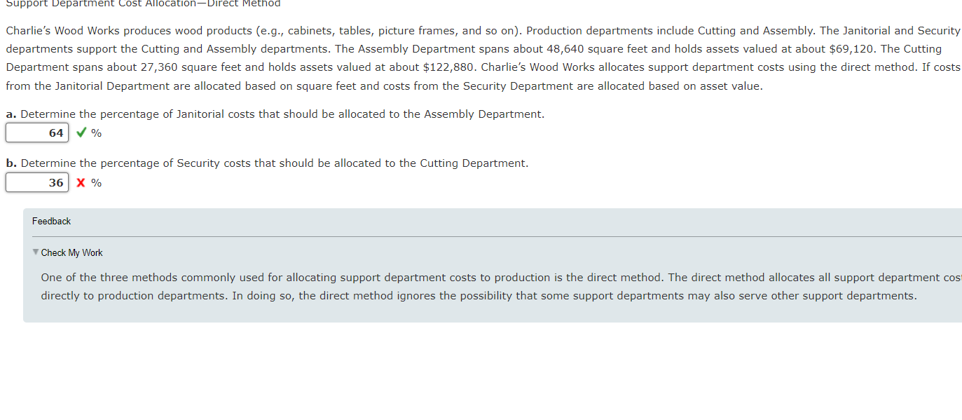 Solved Department and to each of the production