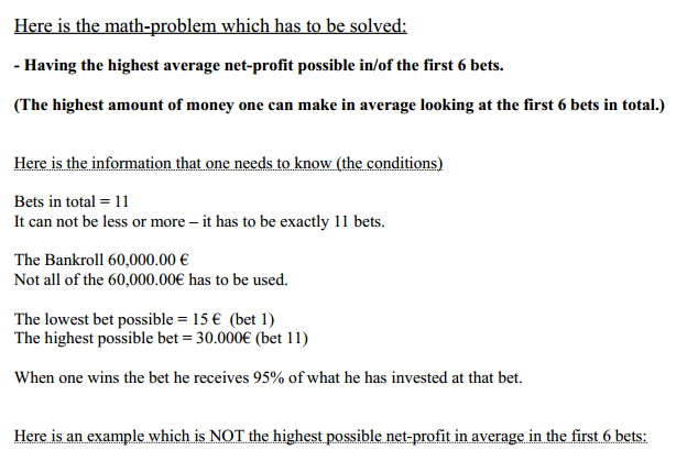 Bets Problem Here is the math-problem which has to be solved: - | Chegg.com