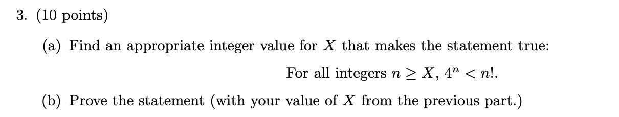 Solved 3. (10 points) (a) Find an appropriate integer value | Chegg.com