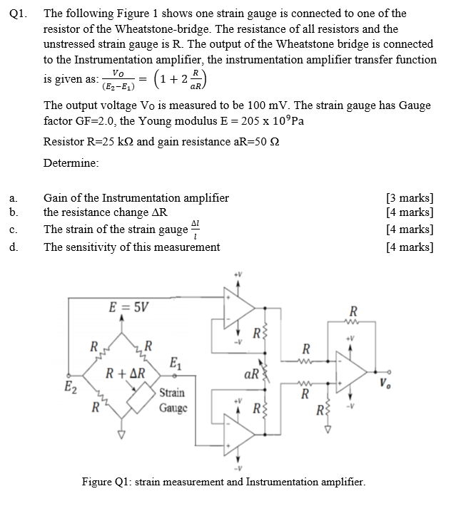 Solved vo = Q1. The following Figure 1 shows one strain