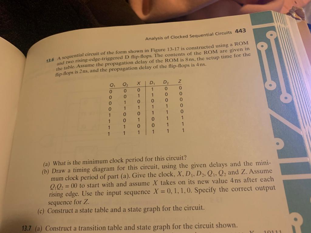 Solved Analysis Of Clocked Sequential Circuits 443 13.6 A | Chegg.com