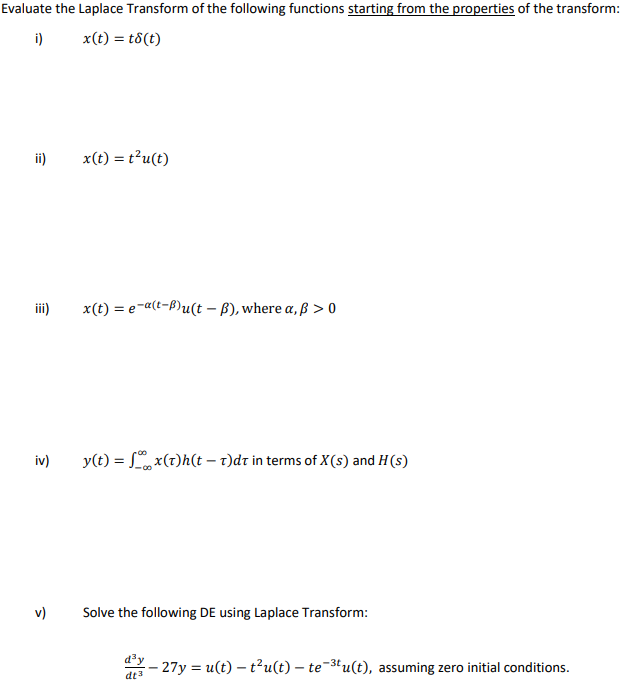 Solved Evaluate The Laplace Transform Of The Following Fu Chegg Com