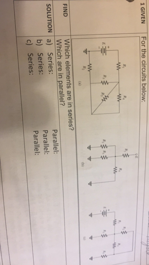 Solved 1 GIVEN For The Circuits Below E亭 Which Elements Are | Chegg.com