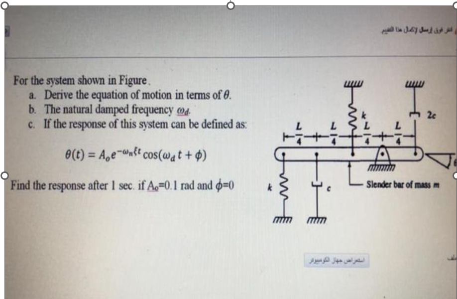 Solved For the system shown in Figure. a. Derive the | Chegg.com