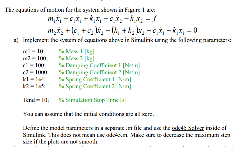 Solved - Two Mass System Consider the following two | Chegg.com