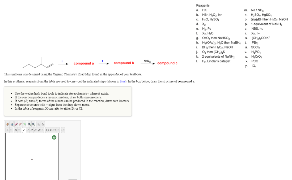 Solved Reagents A Hx M Na Nh3 B Hbr H2o2 Hv N H2so4 Chegg Com