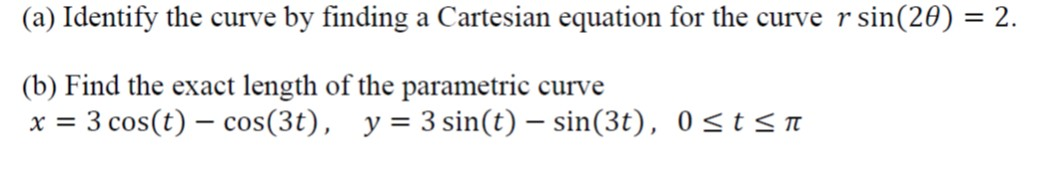 Solved (a) Identify the curve by finding a Cartesian | Chegg.com