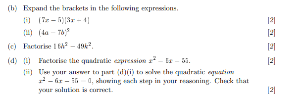 Solved (b) Expand the brackets in the following expressions. | Chegg.com