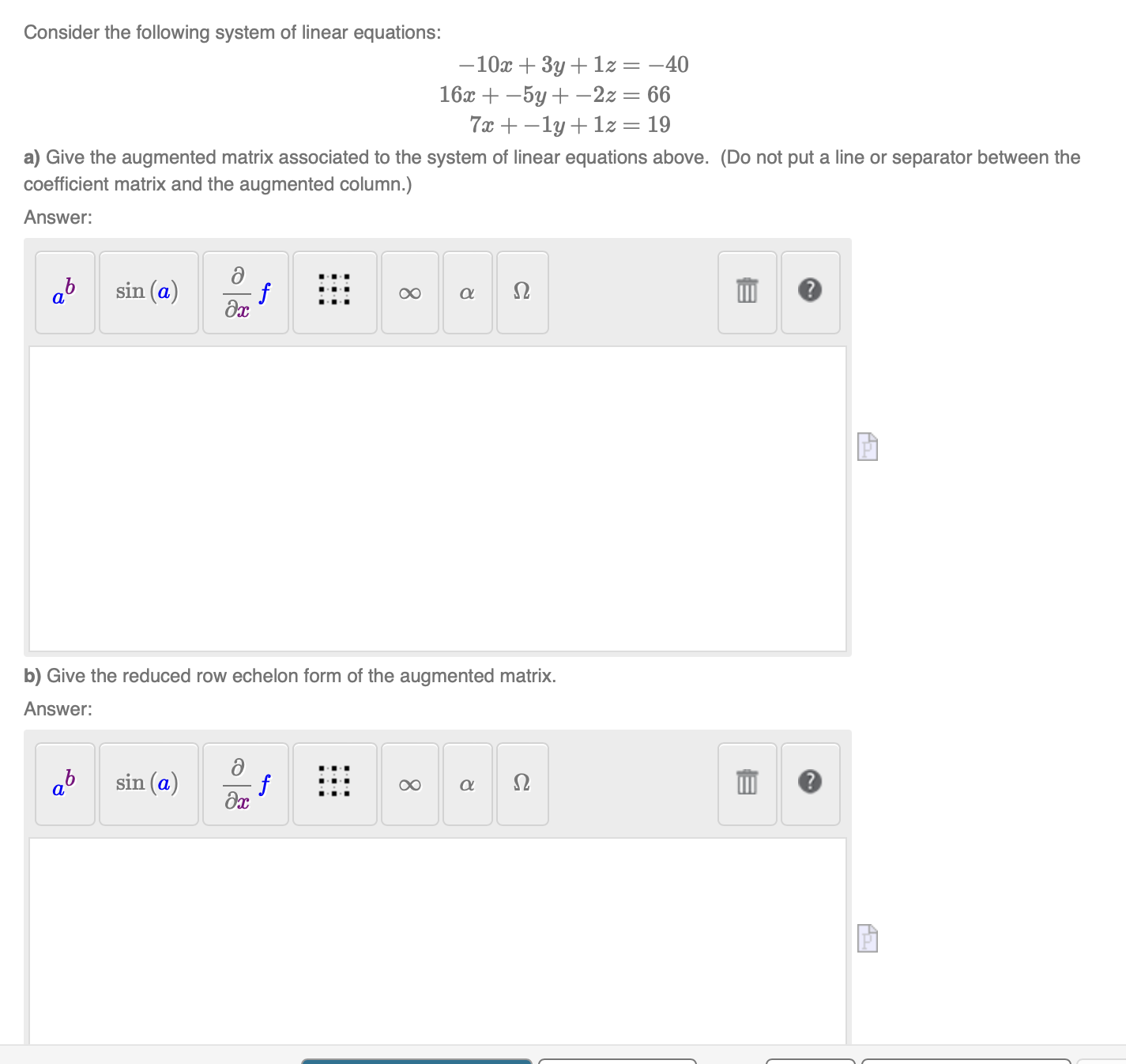 Solved Consider the following system of linear equations: | Chegg.com