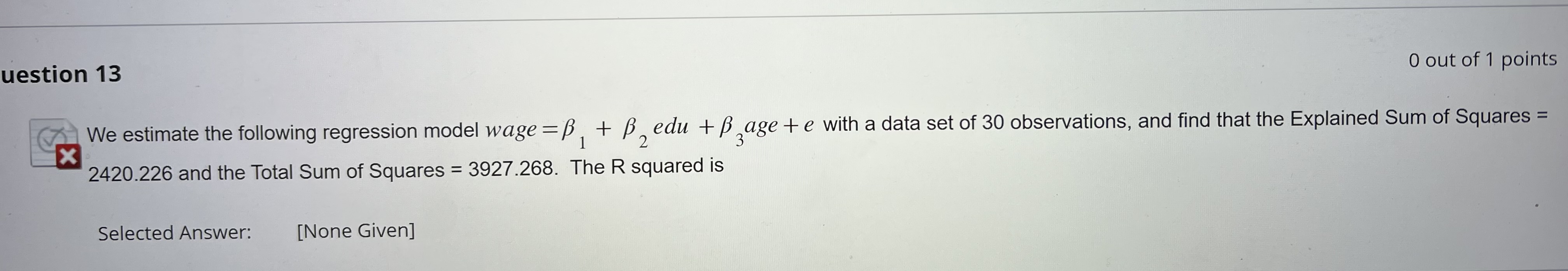 Solved Econometrics Question: | Chegg.com